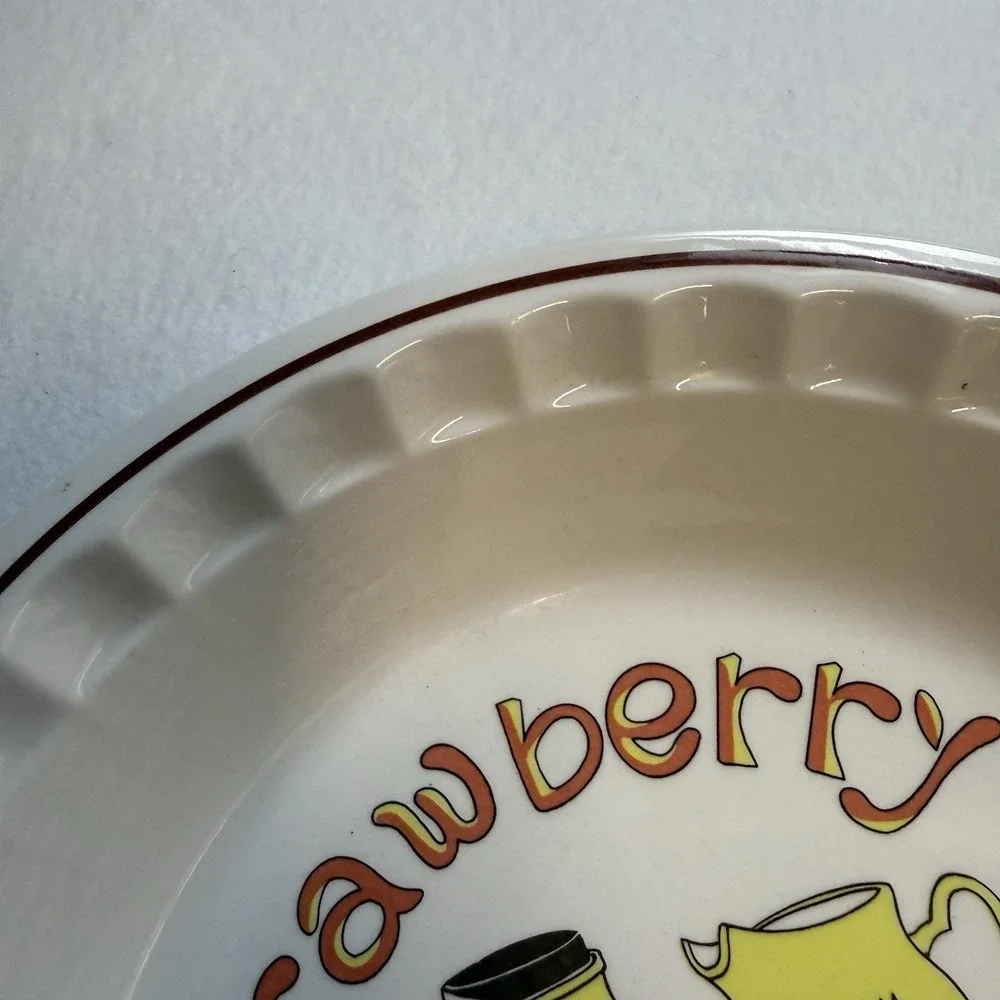 Vintage Strawberry Pie Recipe Pie Plate Pan 10